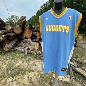 Men's Sz. Medium Vintage N.B.A. Official Adidas Blue/Yellow Nuggets Jersey